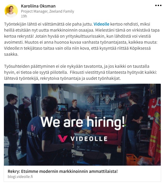 videolle rekry