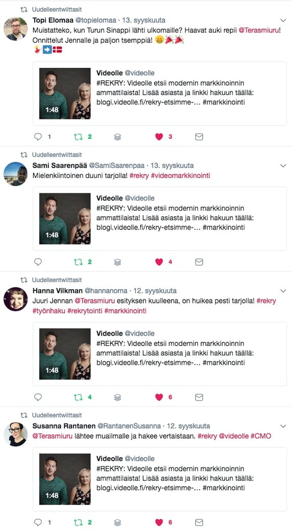 videolle rekrytointi