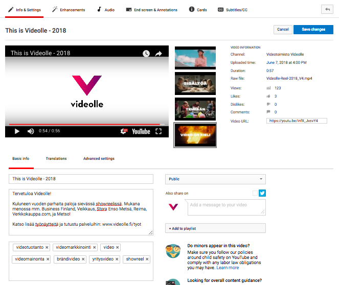 YouTube-videoiden metadata
